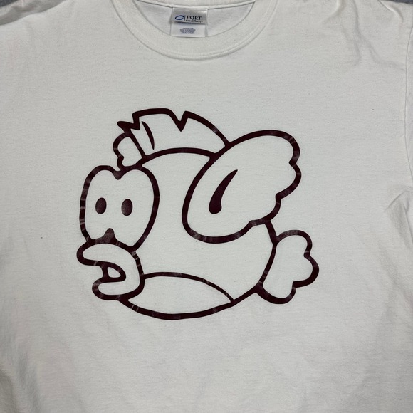 Port and Company Mens Large White Graphic T-Shirt Maroon Flappy Bird - Picture 3 of 6